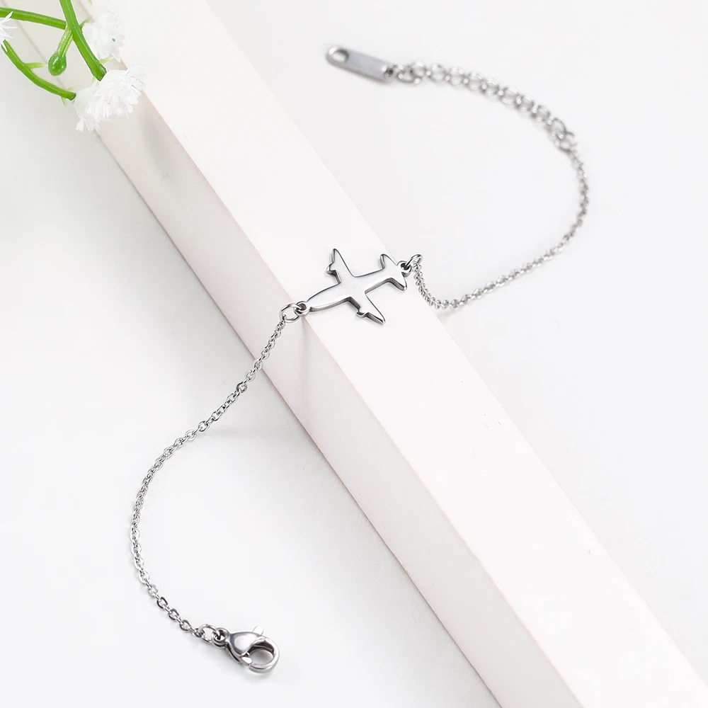 Skyrim Flugzeug-Charm-Armband aus Edelstahl, Verstellbares Kettenarmband mit Flugzeug-Motiv, Schmuckgeschenk für Frauen – Detail 13