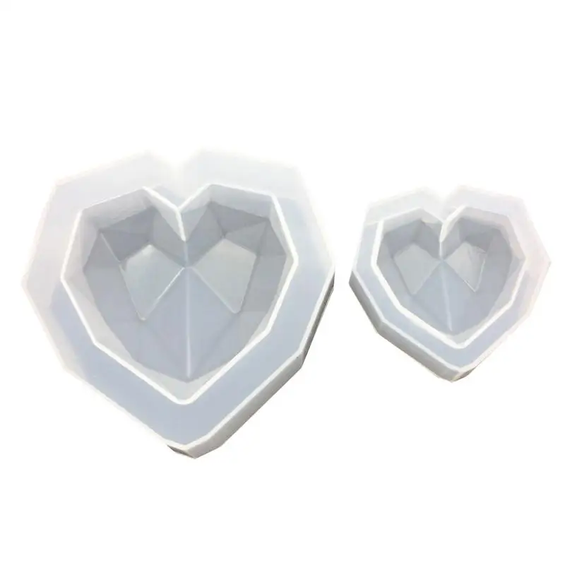 Concrete Mould DIY Geometry Heart-shaped Mold High Mirror Gypsum Aromatherapy Car Decoration Handmade Silicone Mold Concrete