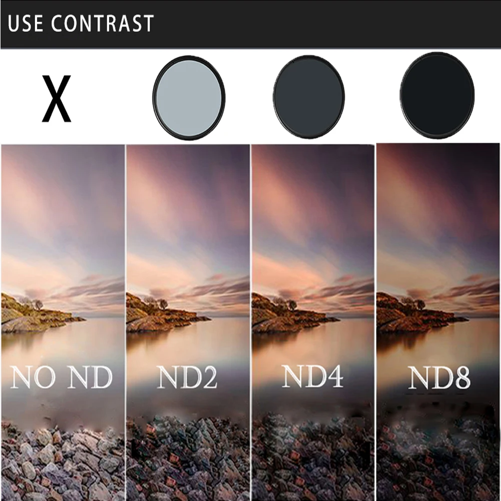 BTFOOR Gradient Nd Filter 49 52 55 58 67 72 77 82 Mm for Camera Canon Lens Eos M50 600d 2000d Nikon D3200 D3500 D5600 Sony A6000