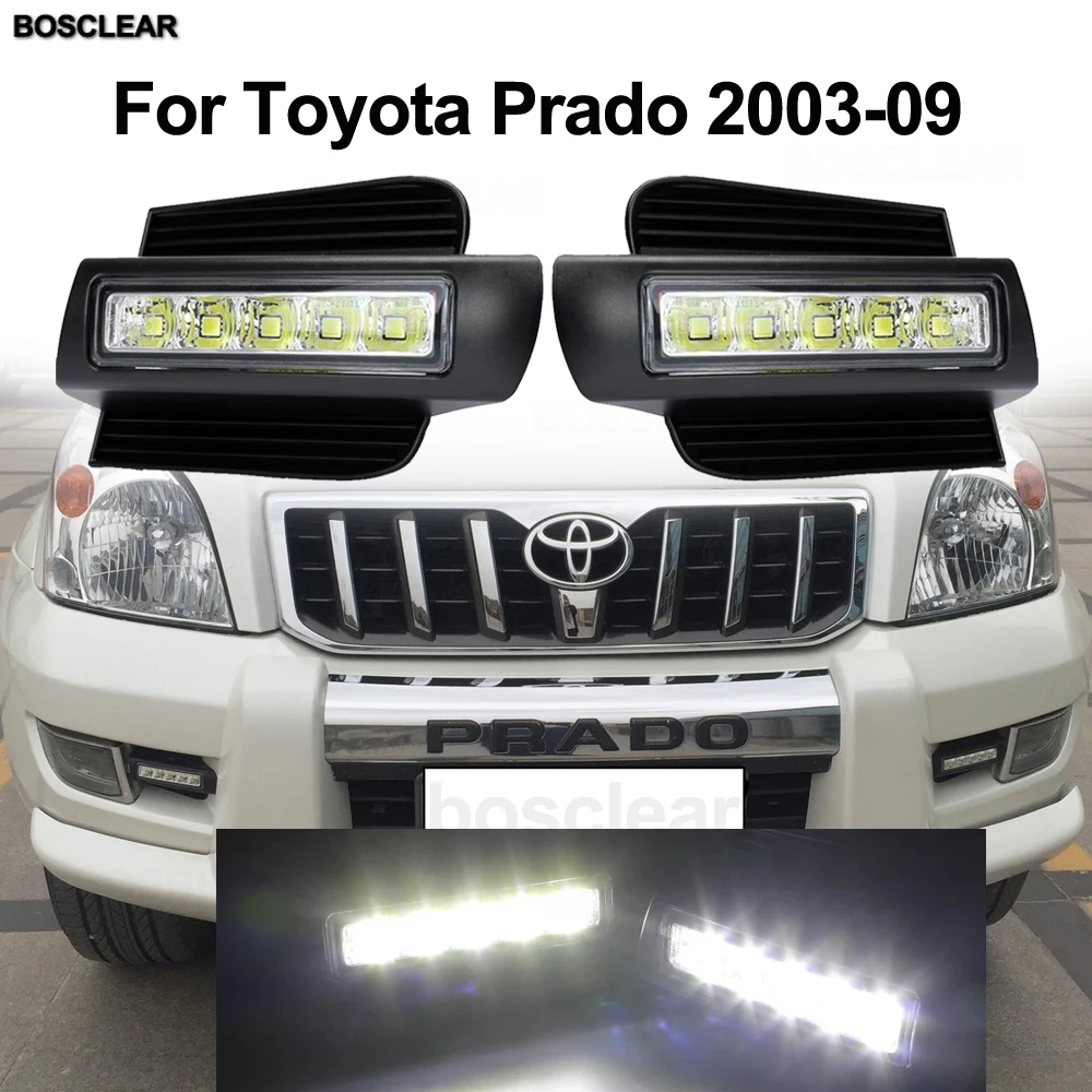 

2PC Car Flashing For Toyota Prado LC120 GRJ120 2003~2009 LED DRL Daytime Driving Running Light Daylight Bumper Light Accessories