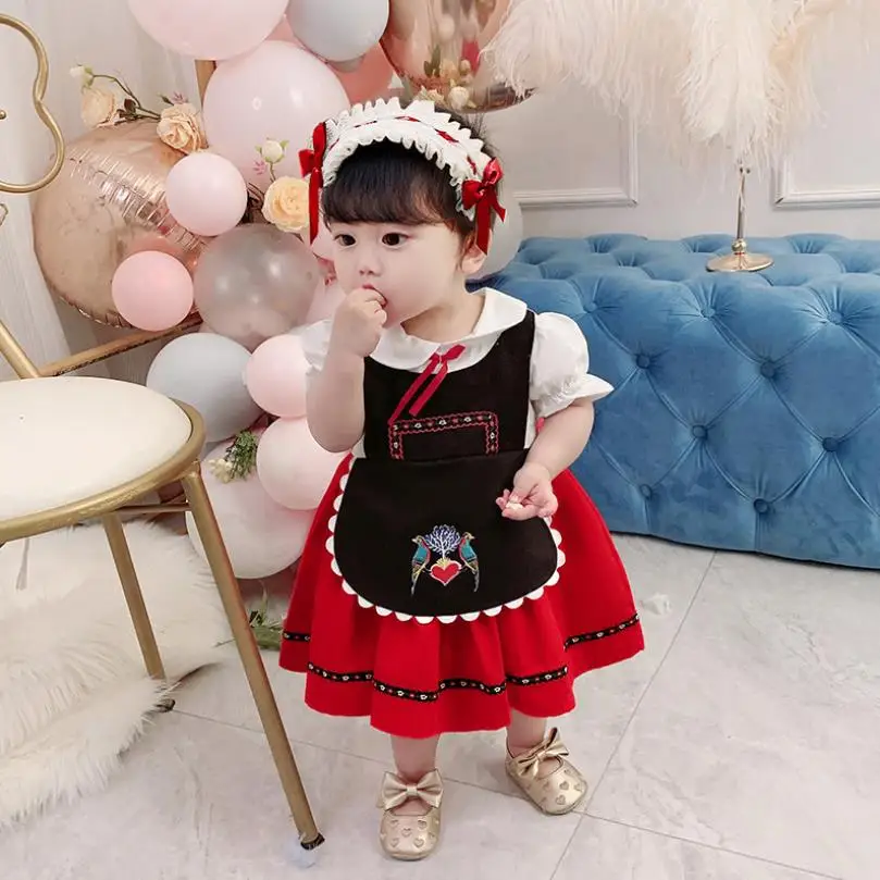 

Spanish Lolita princess dress baby girl clothes embroidery print Sweet cute dress for girls birthday party dress vestidos Y3084