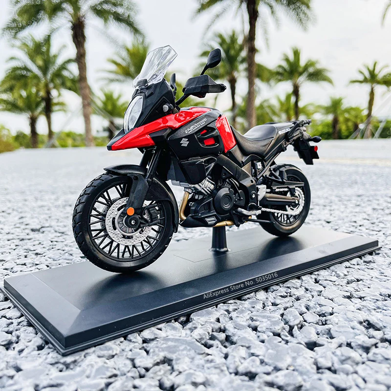 Maisto 1:12 Suzuki v-strom con base de aleación, motocicleta todoterreno, modelo de fundición a presión autorizado genuino, regalo de colección de