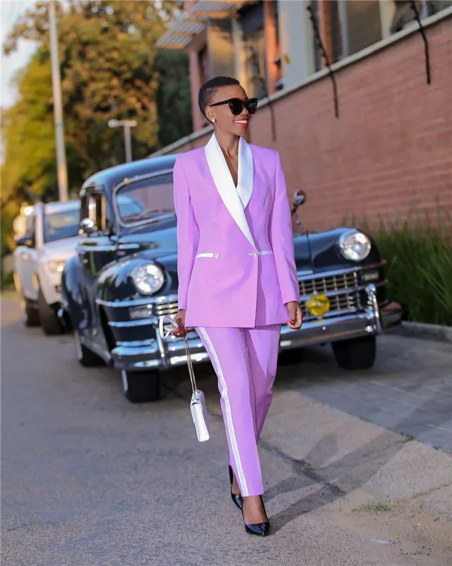 Tesco Purple Women Suits Blazer+Pants 2 Piece for Work Pantsuit for Wedding Party Business Custom Made conjunto femininos