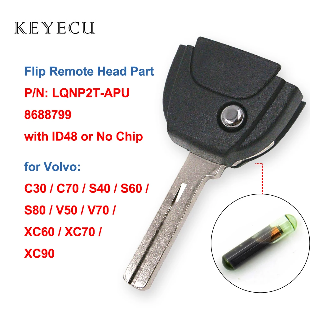 Parte a distanza della testa di chiave di vibrazione di Keyecu con ID48 o nessun Chip per Volvo C30 C70 S40 S60 S80 V50 V70 XC60 XC70 XC90