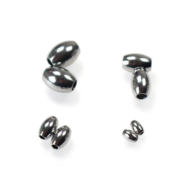 50pcs/Lot 304 Stainless Steel Rice Shape Loose Beads Handmade Woven Bracelets Steel Stone Space Beads DIY Jewelry Findings Make