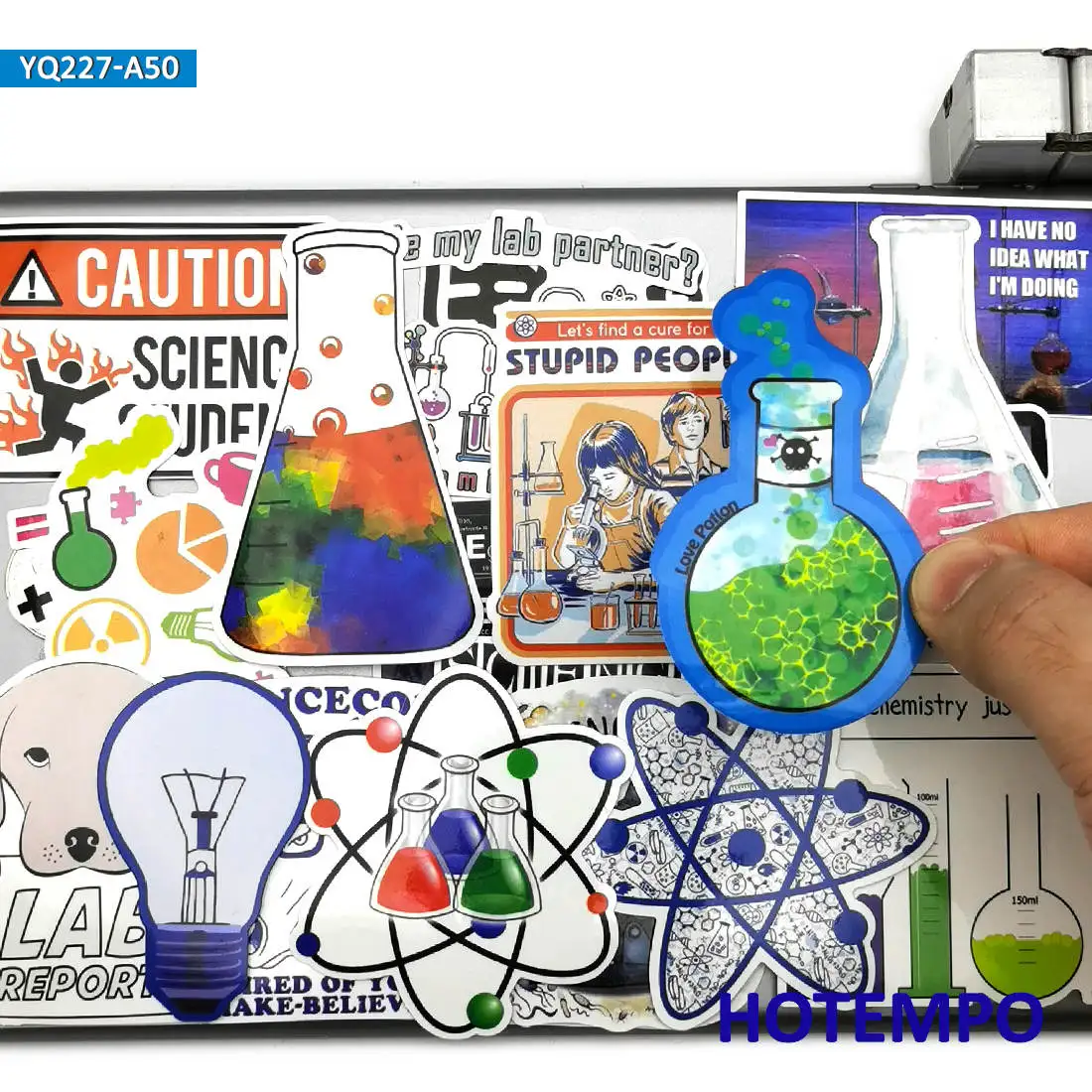 Pegatinas de laboratorio de ciencia química, elemento de símbolo de matemáticas, fórmula, teléfono, portátil, coche, papelería, pegatina de