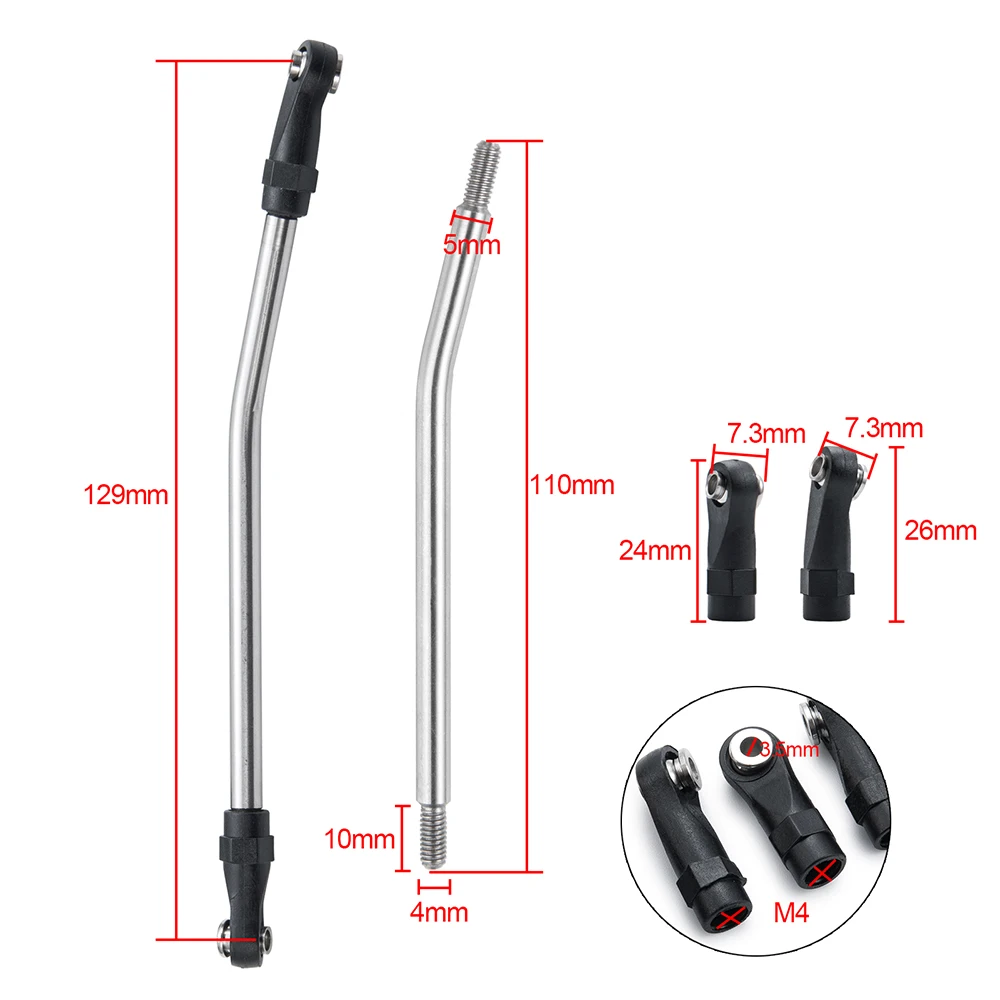 YEAHRUN 2Pcs Aluminum Alloy Rear Knife Arm / Link Rod for Axial Wraith 90048 RR10 1/10 RC Crawler Car Upgrade Parts