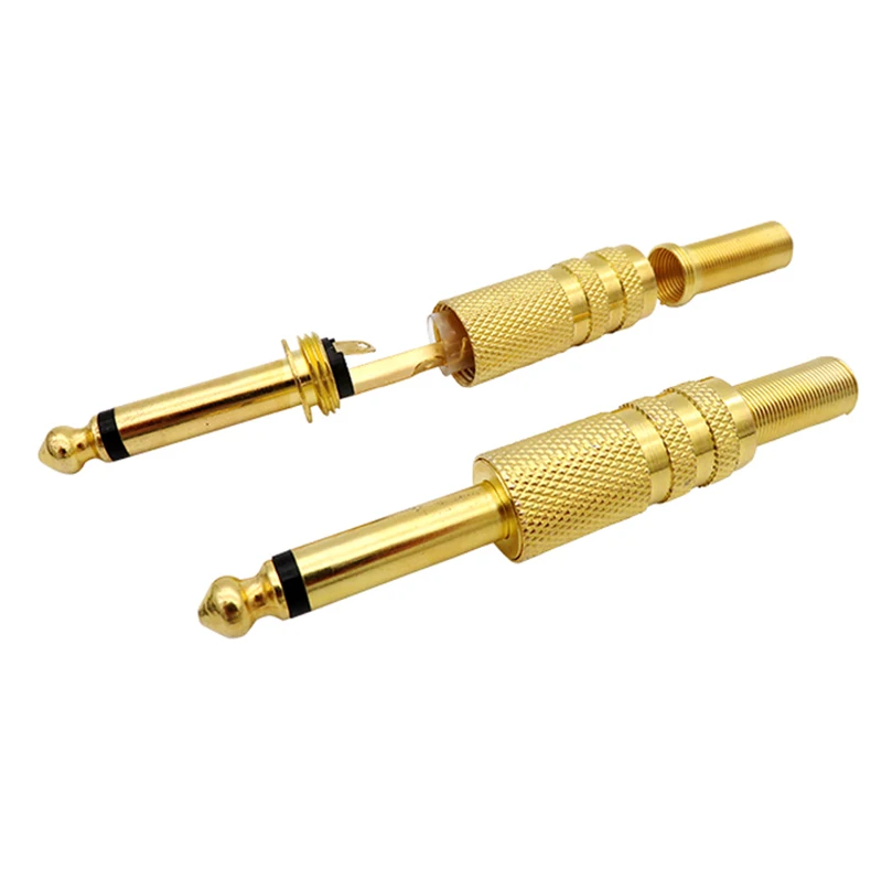 gold plated 6.35mm plug RCA Audio Connector RCA audio plug 6.5mm jack Stereo Headset Dual Track Headphone