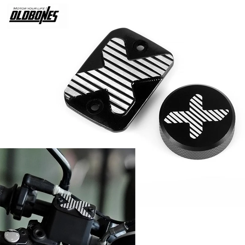 Motorcycle Accessories Front and Rear Fluid Reservoir Cap Brake Oil Can Cover Aluminum 2pcs Black For Ducati Scrambler 800