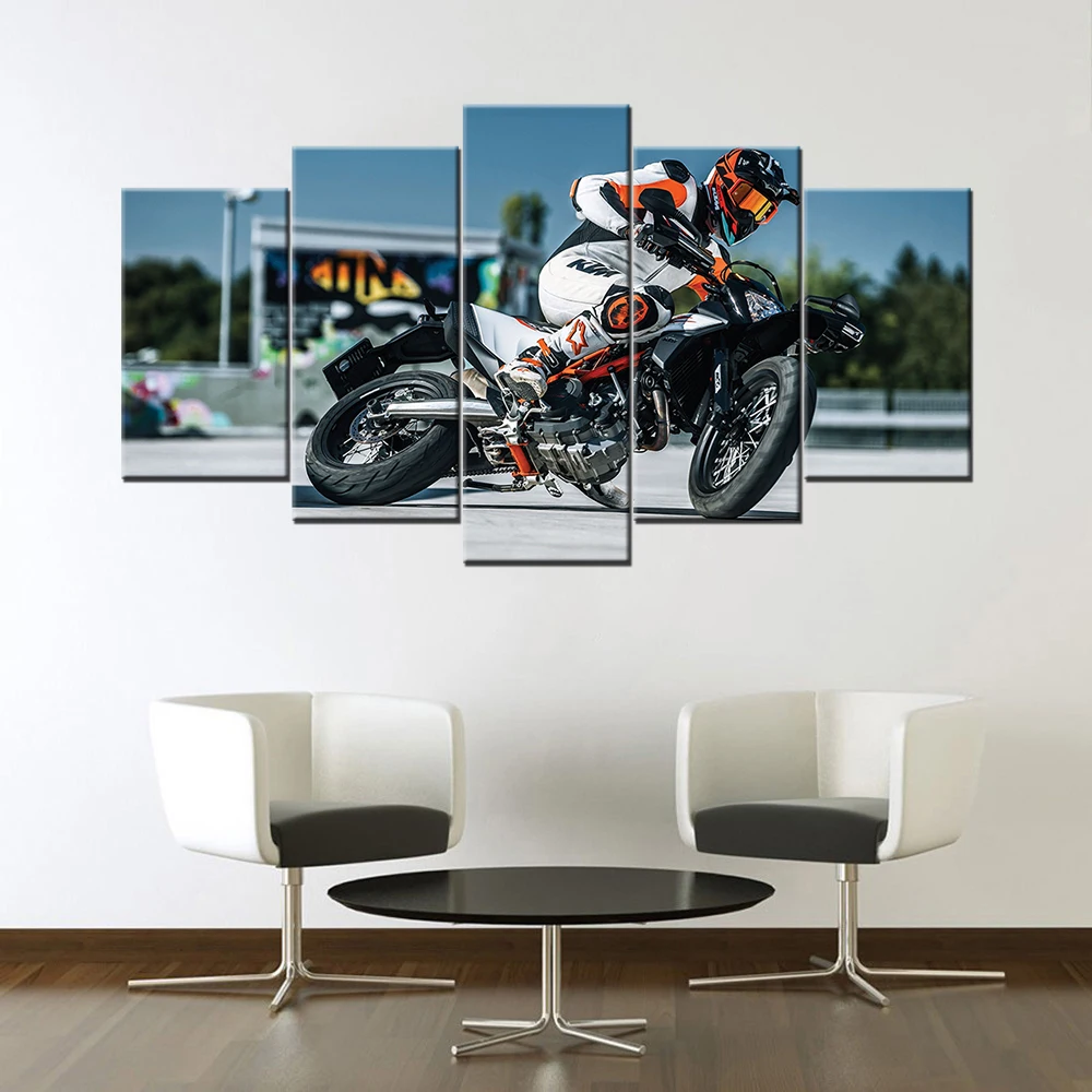 Sport Motorcycles 690 SMC R Supermoto 5 Piece Canvas Paintings Modern Poster Wall Art Picture For Home Decor