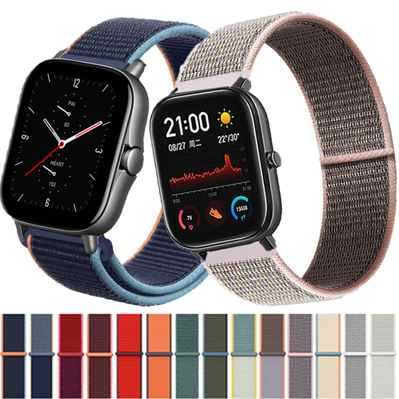 20mm 22mm Nylon Loop band For Amazfit strap GTS 2 2e GTS2 Mini GTR 42mm 47mm GTR2 2e huami Sport belt Bracelet Amazfit bip strap