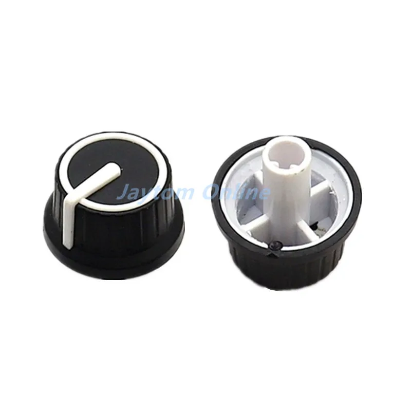 2pcs 25*25.5MM Black White Rubber Half Shaft Knob Potentiometer Rotary Encoder Volume Switch Cap D Axis 6MM