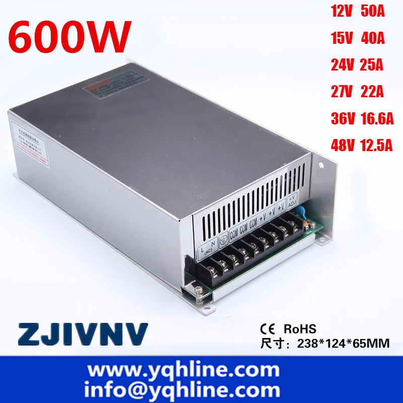 

600W Smps Led Switching Power Supply 12V 15V 24V 27V 36V Input 110/220vac To Dc 27v Free Shipping