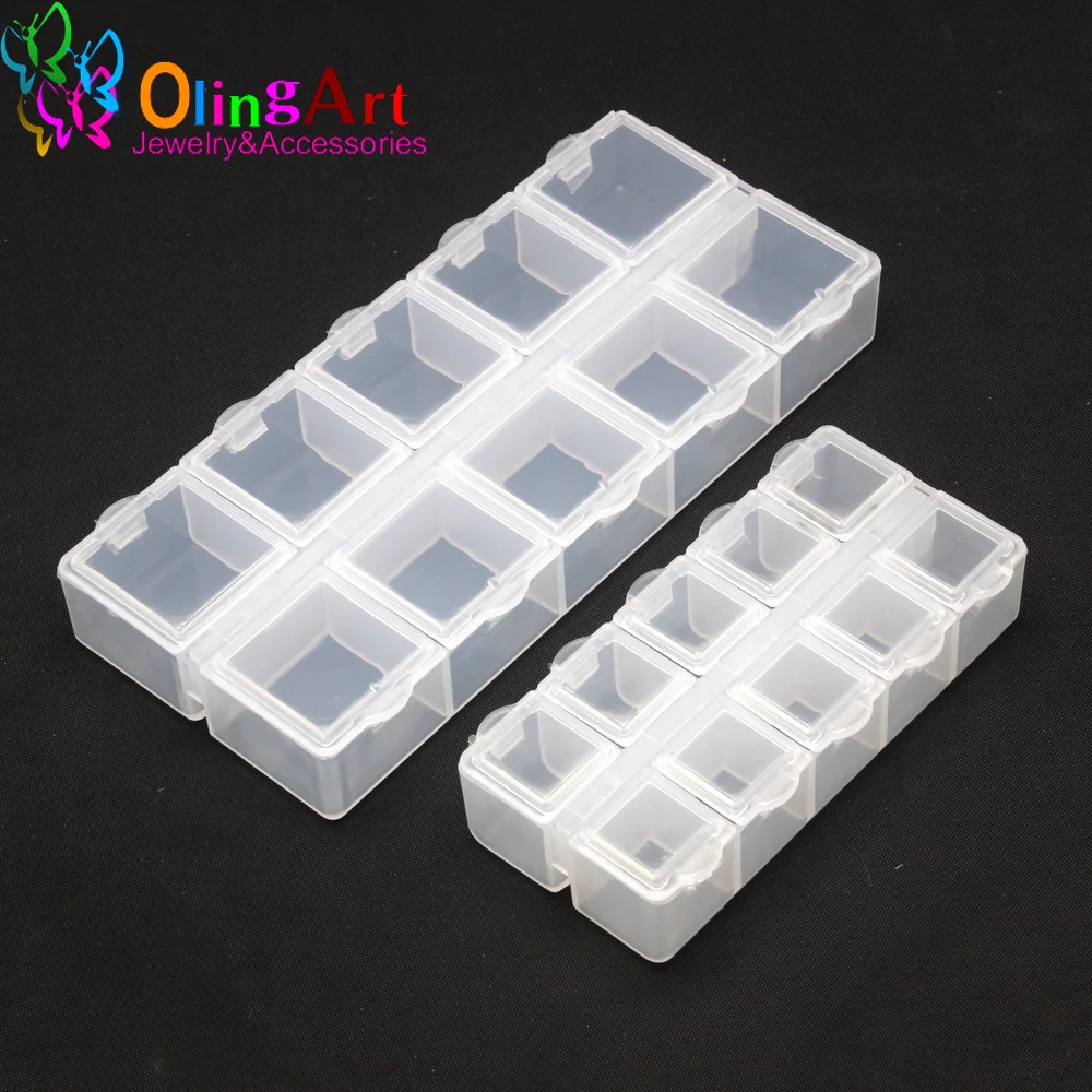 Adjustable Removable / Adjustable / Double Row 10 Grids Plastic Storage Box Jewelry Storage Box Olingart