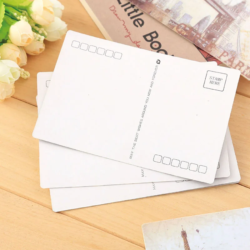 9pcs/Set Creative Retro Eiffel Tower Postcard Fashion Simple Chinese Style Pattern Business Cards Cute Cartoon Snowman Cards