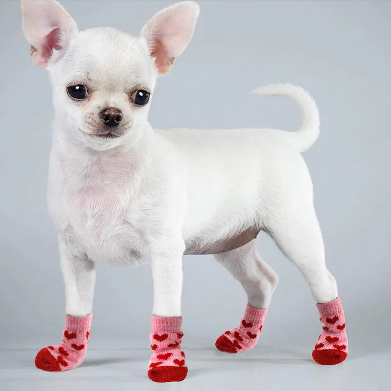 Puppy Dog Teddy Socks Warm Winter Cat Shoes Anti-scratch Foot Cover Anti-dirty Pet Socks Small Cat Dogs Knit Socks Christmas