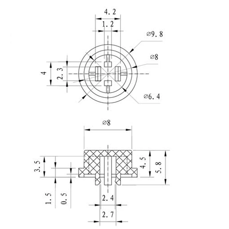 50PCS A95 Momentary Switch Button Cover Size 9.8*5.8mm for 6X6 6X6X7.3MM Micro Tact Switch Button Cap Hat