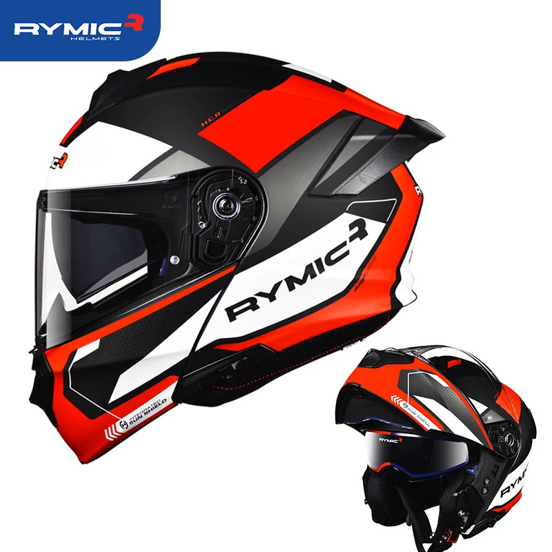 2021 2 Gifts Unisex Racing Flip Up Motorcycle Helmets Modular Dual Lens Motocross Helmet Full Face Safe Helmet  ECE DOT