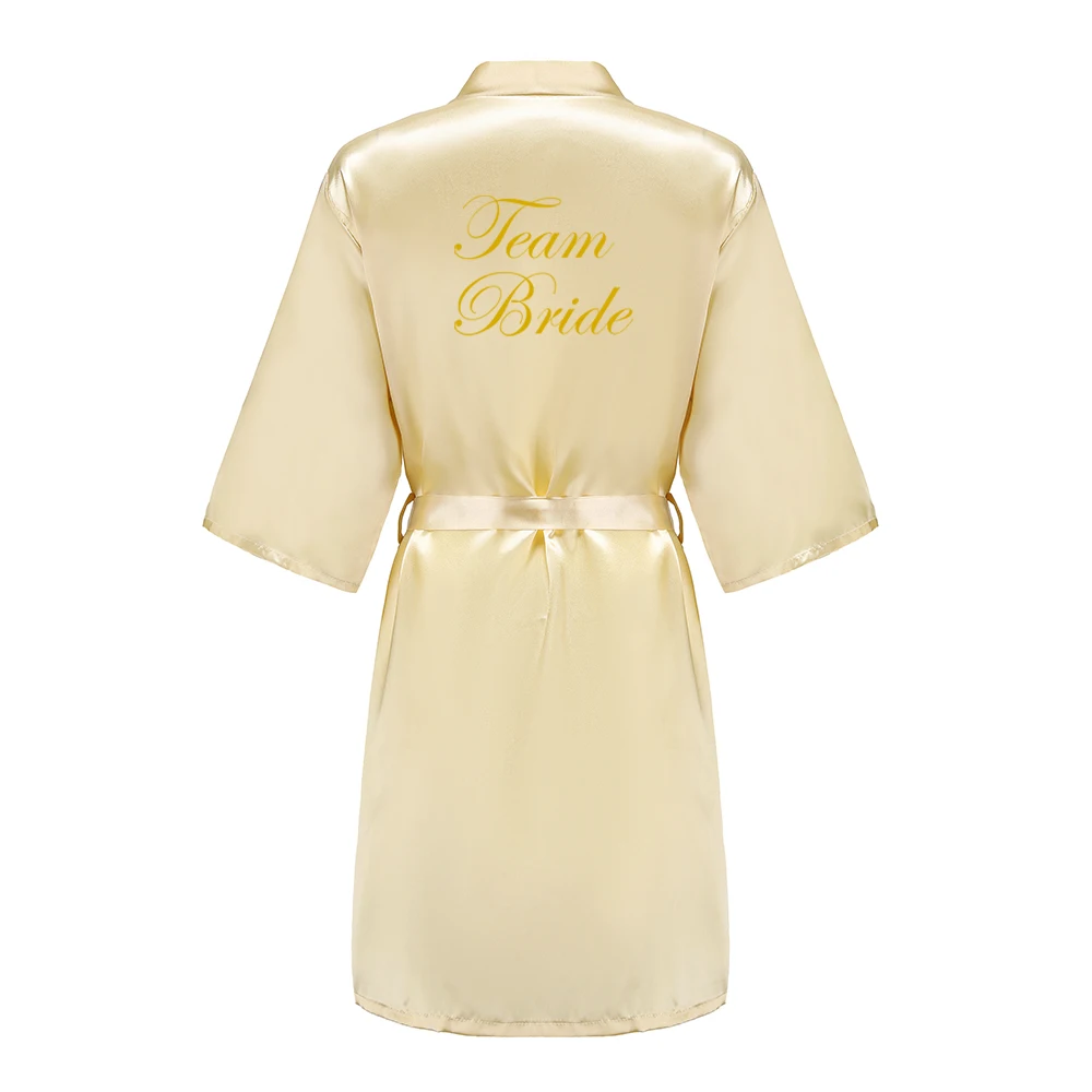 Champagne Gold Robe Bride Satin Kimono Robe Women Wedding Sister of the Bride Printing Bridesmaid Bridal Party Robes