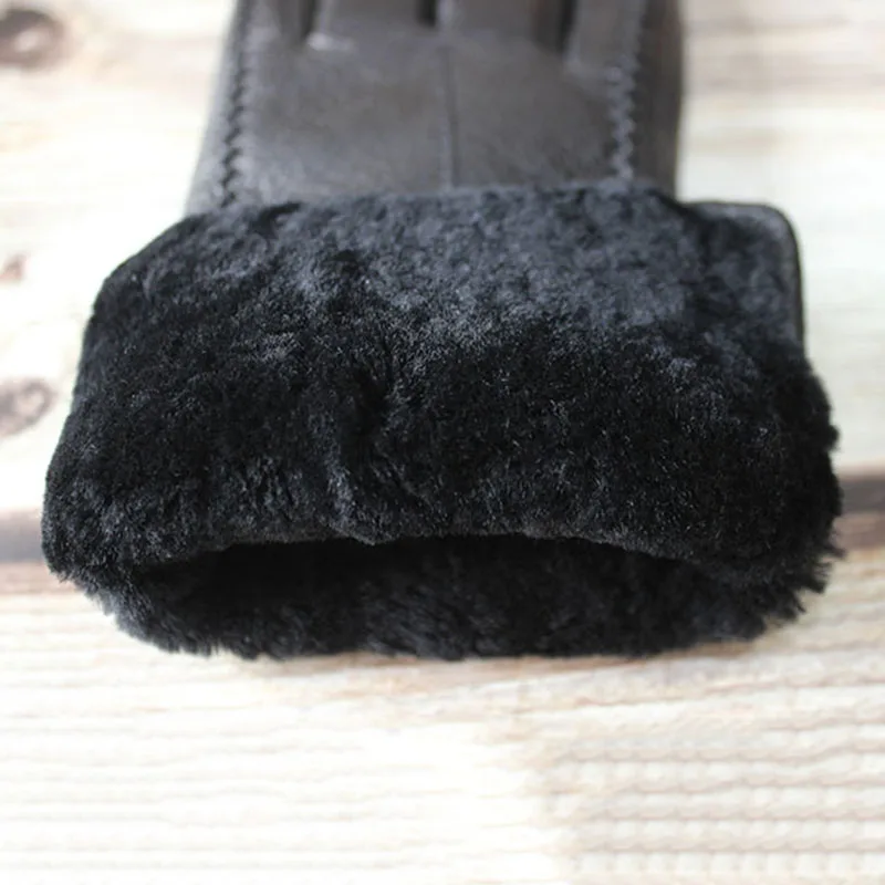 Winter kältebeständige warme Hirschleder-Handschuhe für Damen, verdicktes Schaffellfell, Schafschurffutter, winddichte Leder-Fingerhandschuhe