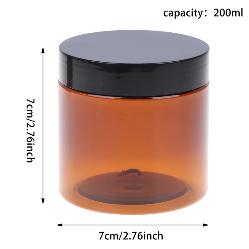 200ml Round Amber Glass Jar Straight Sided Cream Jars Black Plastic Lid Cap Inner Liner For Salve Homemade Lotion Cosmetics