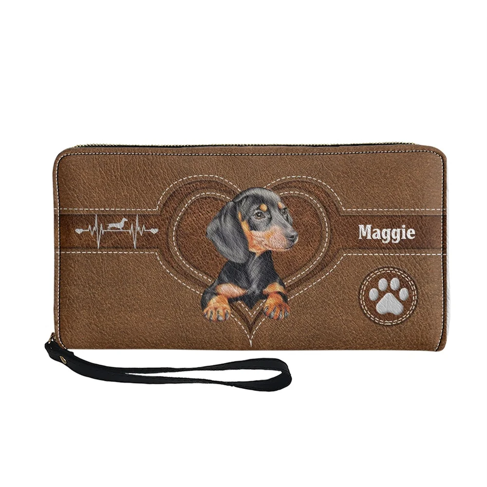 Bolsas para mulheres moedas e cartões bolsa de embreagem longa adorável dachshund impressão carteira para meninas titular do cartão de crédito sac de luxe femme