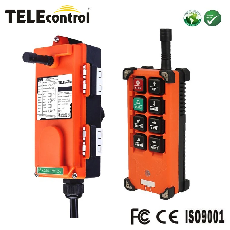 

12-24V F21-E1B Telecontrol Industrial Radio Remote Control System with 6 Single Speed Push Button Key Command Controller F21e1b