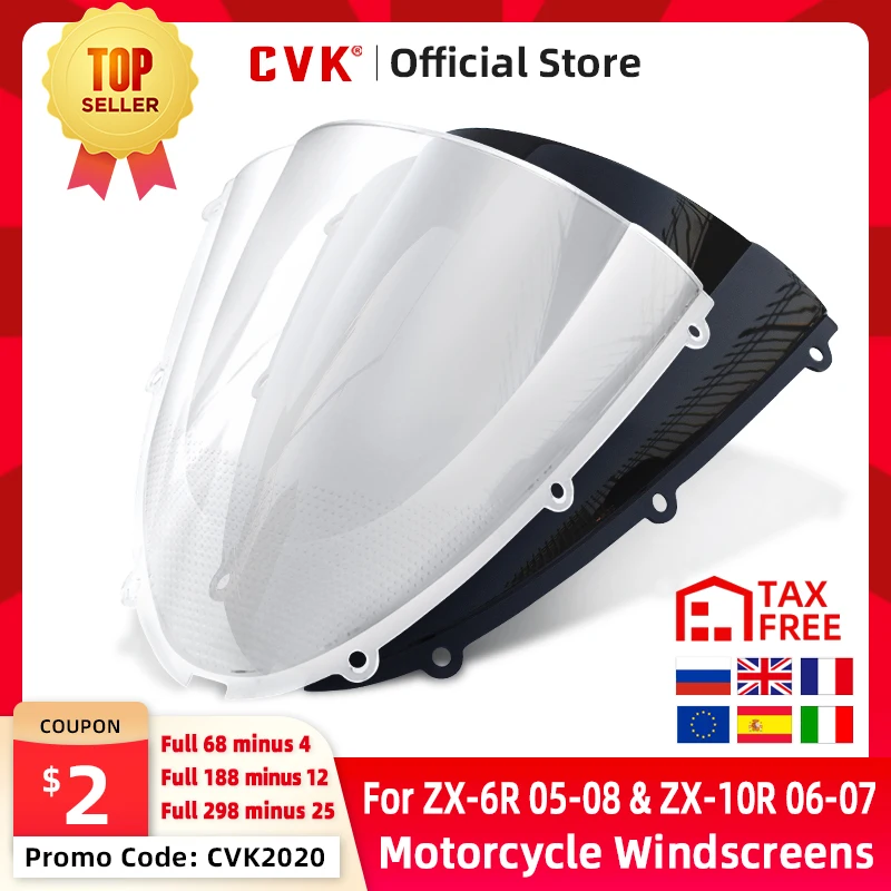 CVK Motorcycle Windshield Windscreen Air Wind Deflector For KAWASAKI ZX6R 2005 2006 2008 ZX10R 2007 2008 ZX 6R 05 08 10R 07 08