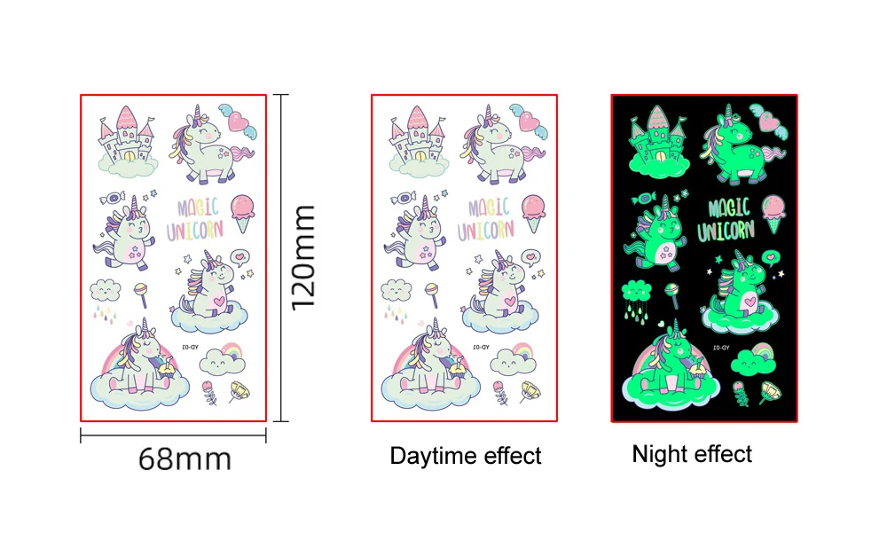 5 fogli/set adesivi per tatuaggi luminosi per bambini viso braccio gamba tatuaggi temporanei impermeabili per giocattoli per bambini regalo