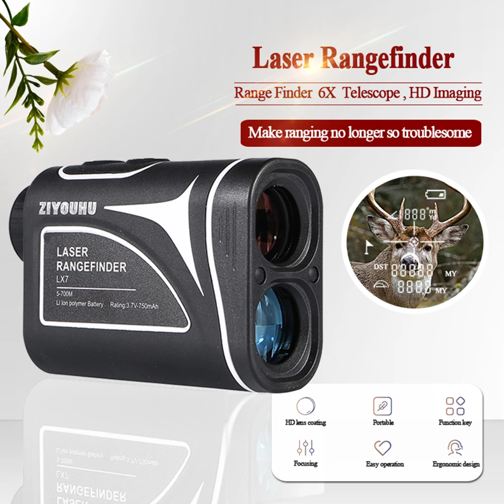 

DE700 Golf Rangefinder for Flagseeker 6X HD Telescope Laser Range Finder with 700m Range, Angle , Slope, Distance Measurer Tool