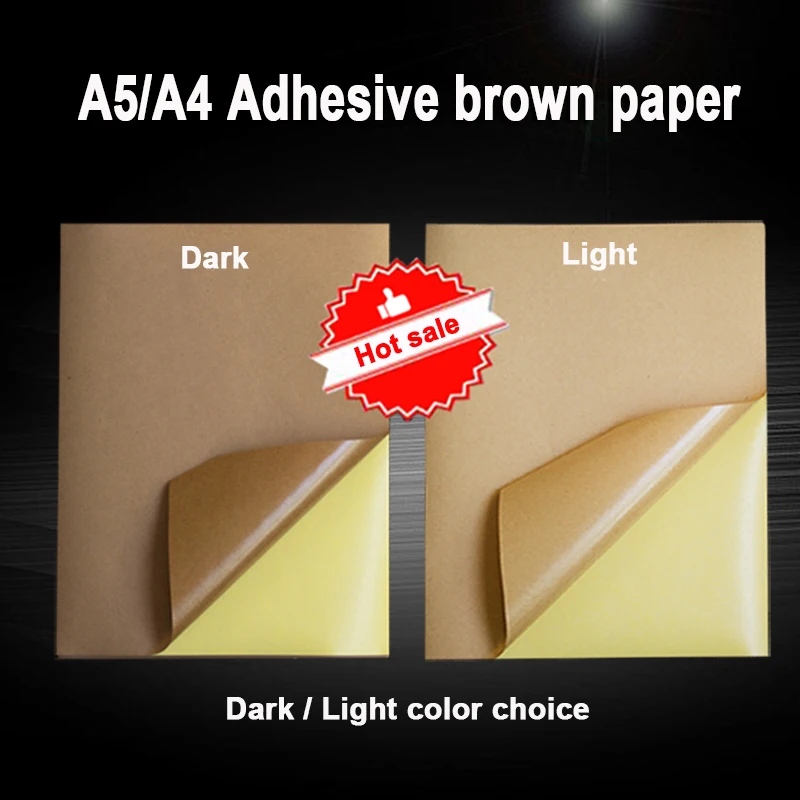 20 50 Sheets 80g A4 A5 Brown Kraft Paper  Self Adhesive Sticker printing labels for Inkjet Laser Printing  Copier Craft Paper