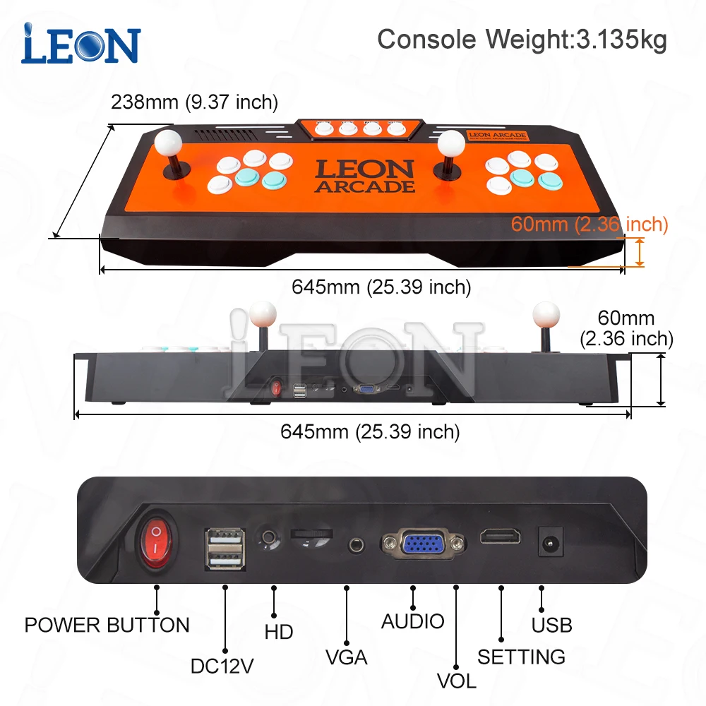 LEON ARCADE Game Console Hd 720p Retro Pandoras Box Game Console Multiplayer Joysticks Pandora Box 3d Wifi 8000 Arcade