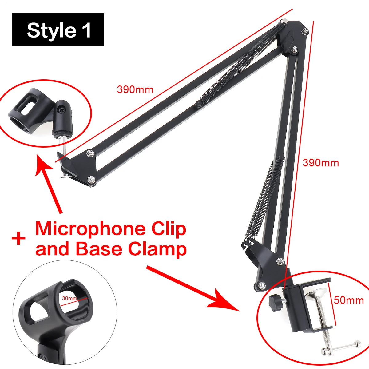 Black NB-35 Microphone Scissor Arm Stand Mic Clip Microphone Stand Holder Desk with Alloy Base Clamp for KTV Studio Broadcast