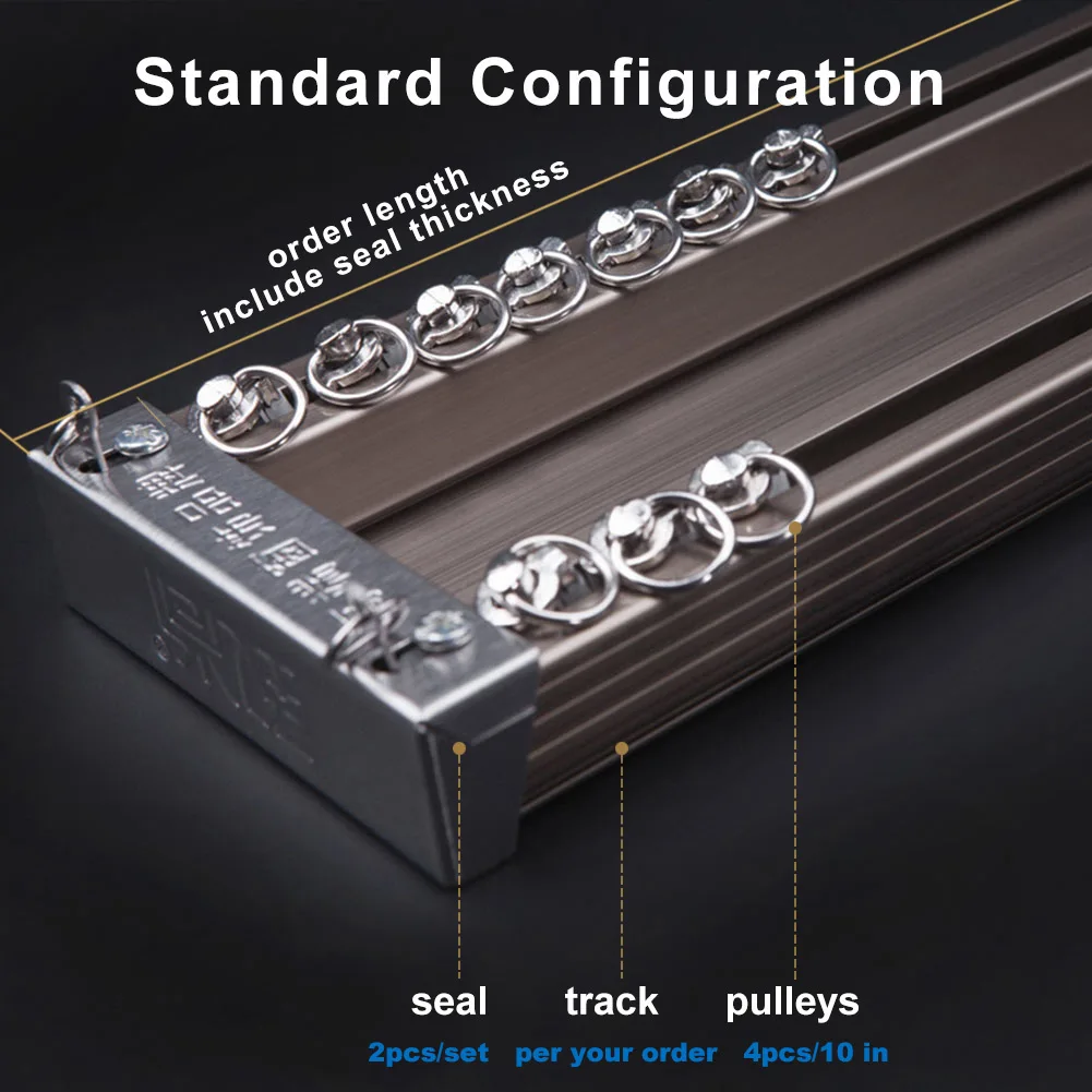 Customized Heavy-duty Compact Aluminum Alloy Straight Rails 2 in 1 Conjoined Curtain Tracks for Normal and Bay Windows