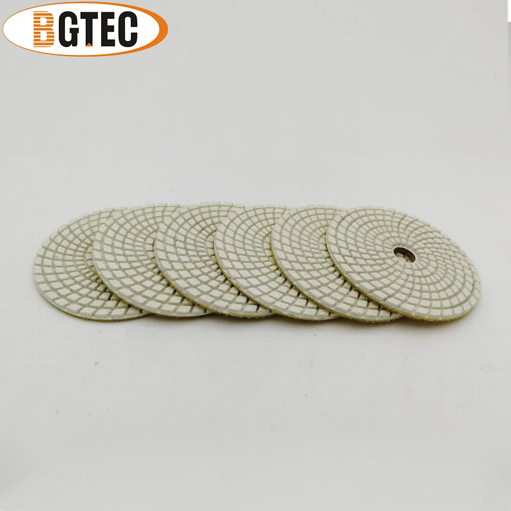 Bgtec 4 Inch 6 Pcs #100 Profesional Berlian Fleksibel Polishing Pads 100 Mm Amplas Disc Disk untuk Granit, marmer, Keramik