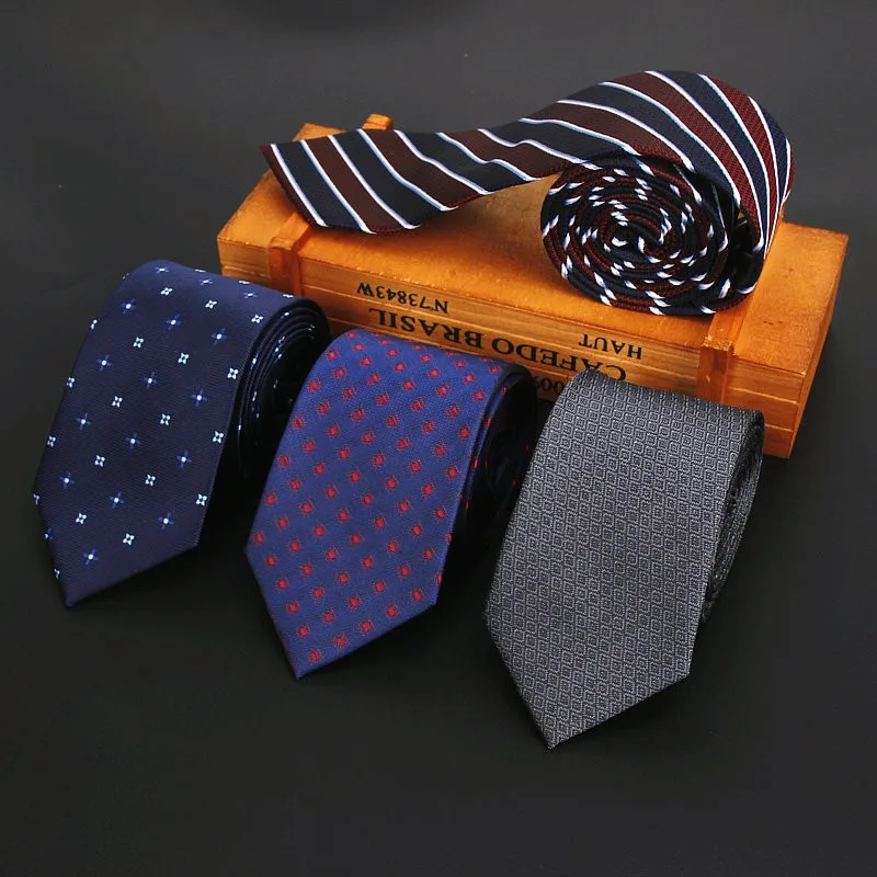 New Fashion Striped Plaid Men's Tie Red Blue Grey Classic Neck Ties Leisure Business Wedding High Quality 6cm Silk Necktie