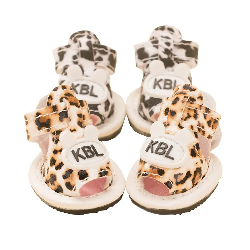 Bunny Ears Shoes For Puppies Dogs Pet Chihuahua Yorkshire Little Small Animal Leopard Cat Boots 4pcs/set Non-slip Footwear Pug