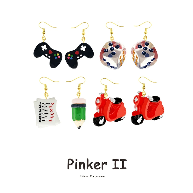 Women Earring Made Cute Girls Eardrop Funny Gift Sweet Handmade Cartoons Mini Plane Traffic Lights Dice Cactus