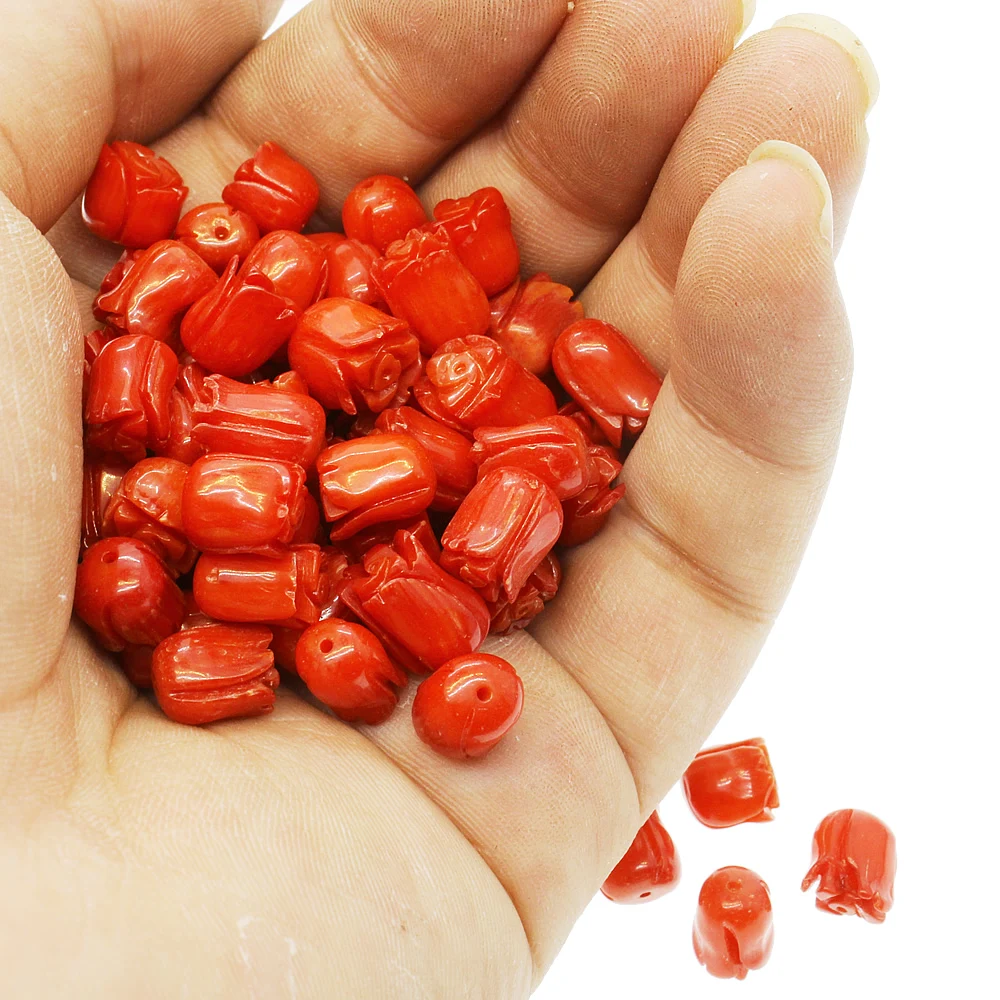 5pcs/bag Natural sea bamboo coral beads Carved red coral beads Used in jewelry making DIY bracelet necklace jewelry accessories