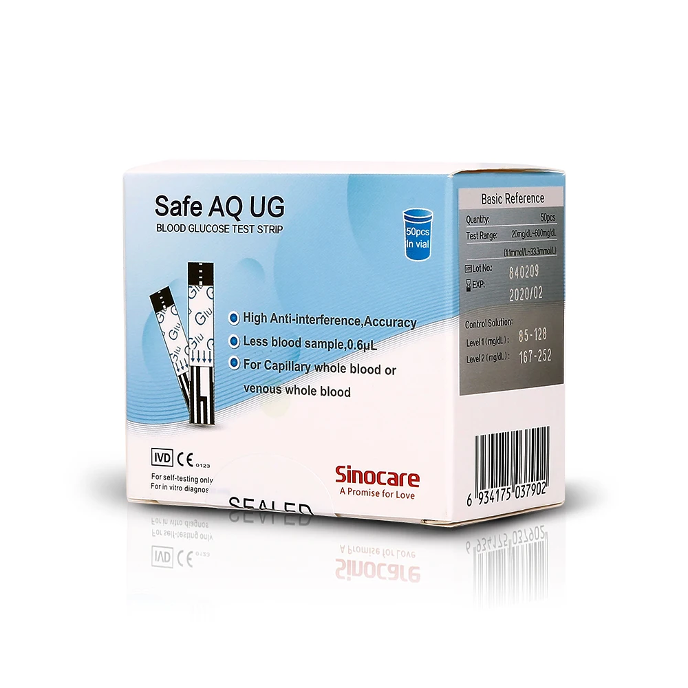 [25PCS/50PCS/100PCS] Sinocare Uric Acid Test Strips Blood Glucometer Meter Test Strips for Safe AQ UG only