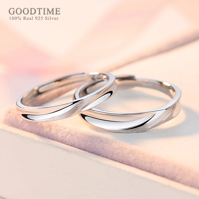 Fashion Wedding Couple Rings 100% Real 925 Sterling Silver  Wedding Brushed Frosted Band Jewelry Lover Anniversary Gift