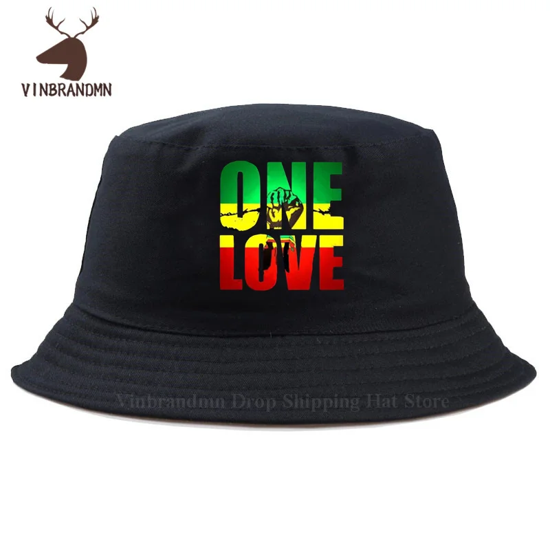 RASTA ONE LOVE CITY Bucket hat Rastafari Lion King Fishing hats Jamaica Flag The Best of Red Yellow & Green Design Baseball caps