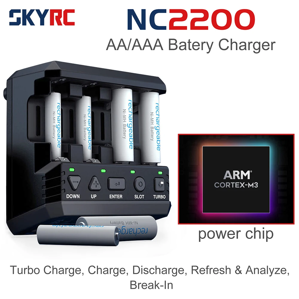 

SKYRC NC2200 12V/2.0A 4 Slots AA AAA Battery Charger & Analyzer NiMH/NiCD Batteries Charger Discharge Turbo Fast Charge Refresh