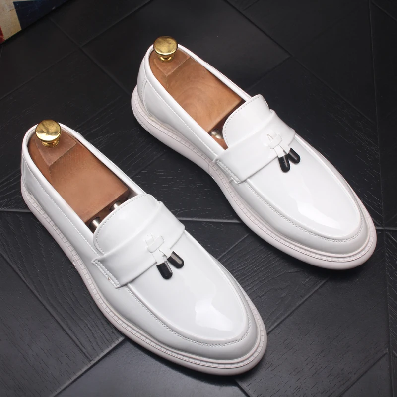 

British style mens fashion wedding party dress patent leather shoes slip-on driving shoe oxfords breathable summer loafers mans