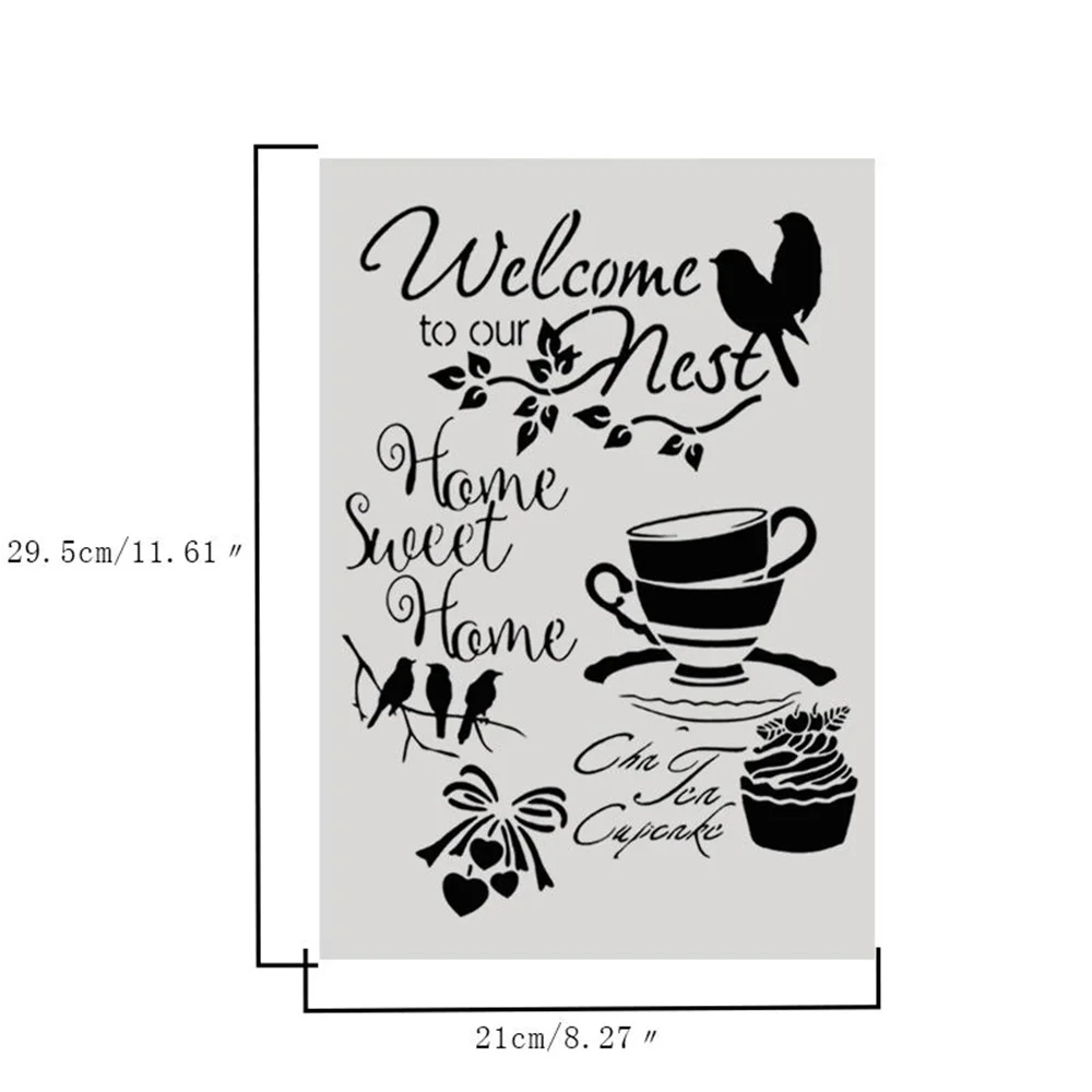 A4 29 * 21 Welcome on the wall layered stencil painting scrapbook stamp album decoration embossed paper card template decoration