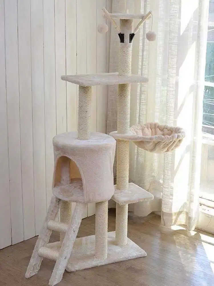 Cat Tree Multi-layer with Hammock Cat Scratcher Tree Toys Pet Cat House Furniture Scratching Post for Pet Cat Activity Center