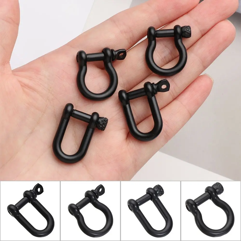 Solid Stainless Steel Carabiner D Bow Staples Shackle Fob Key Ring Keychain Hook Screw Joint Connector Buckles Outdoor Bracelet