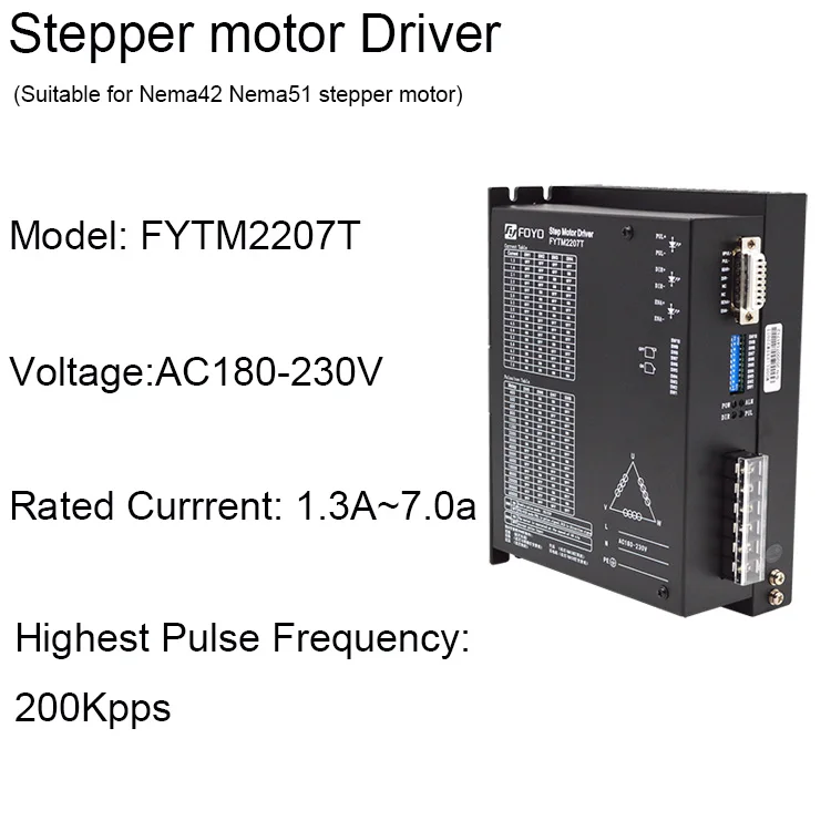 Imagem -06 - Nema Fase 42 20nm Comprimento 219 Milímetros de Alto Torque Motor de Passo 1.2 Graus com Matched Motorista Ac180230v 7.0a Fytm2207t