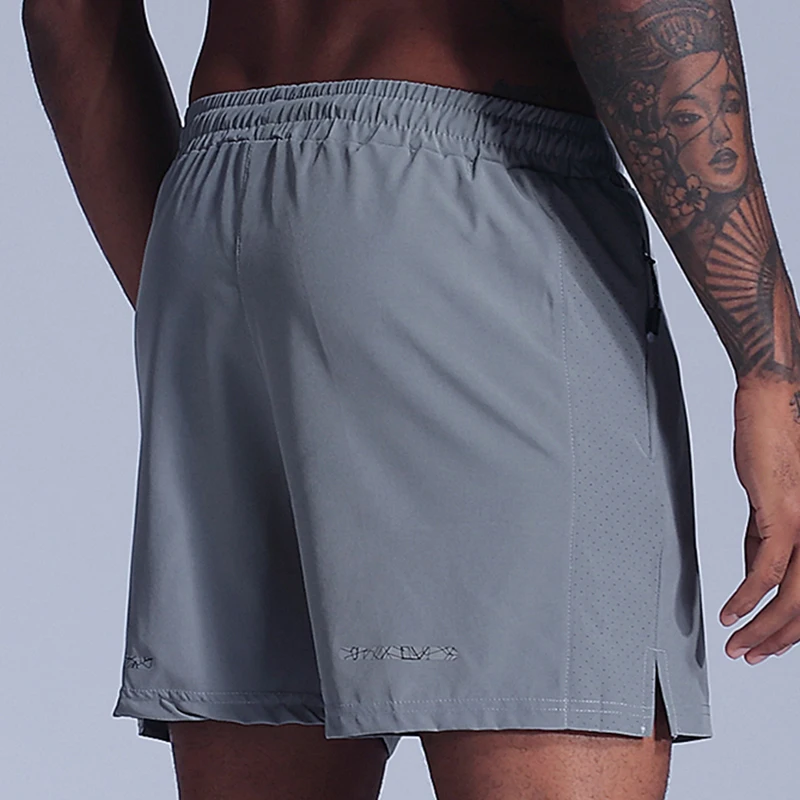 Summer Men Breathable Workout Short Pants with Zipper Pocket Quick Dry Gym Fitness Bottoms Drawstring Running Shorts Customized