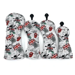 Golf Head cover Driver Head Covers Fairway Wood Head Covers Hybrid Head Covers Pu Leather British Flag skull